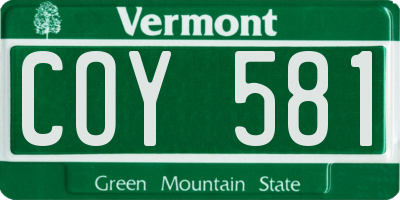 VT license plate COY581