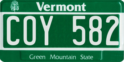 VT license plate COY582