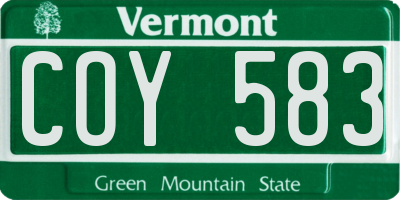 VT license plate COY583