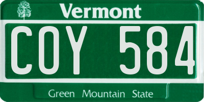 VT license plate COY584