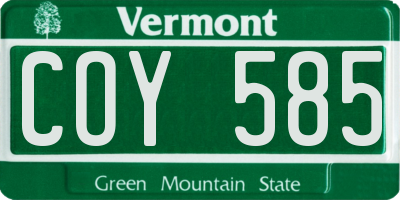 VT license plate COY585