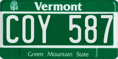 VT license plate COY587