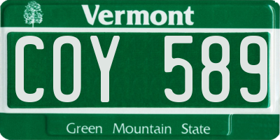 VT license plate COY589