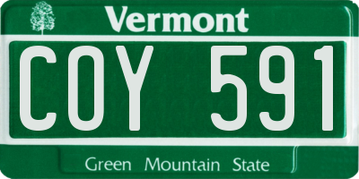 VT license plate COY591