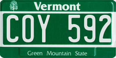 VT license plate COY592