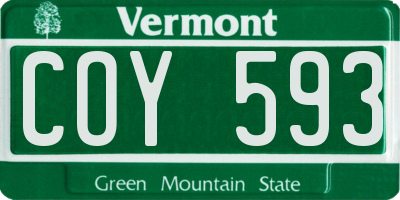 VT license plate COY593