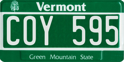 VT license plate COY595