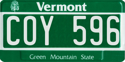 VT license plate COY596