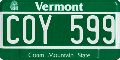 VT license plate COY599