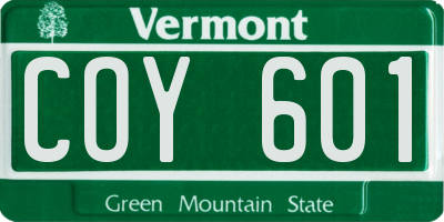 VT license plate COY601