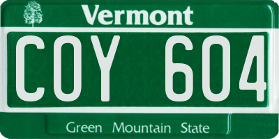 VT license plate COY604