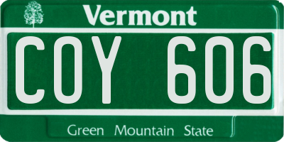 VT license plate COY606