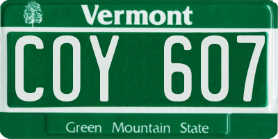 VT license plate COY607