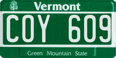 VT license plate COY609
