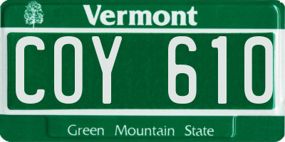 VT license plate COY610
