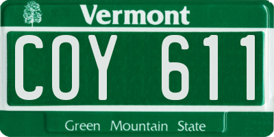 VT license plate COY611