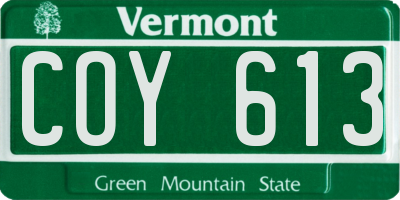 VT license plate COY613