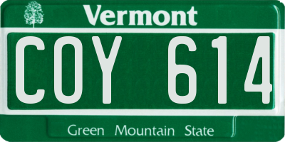 VT license plate COY614