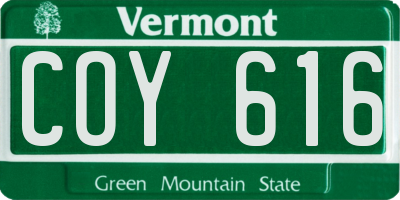 VT license plate COY616