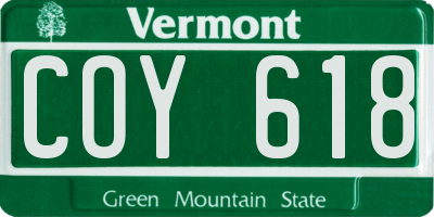 VT license plate COY618