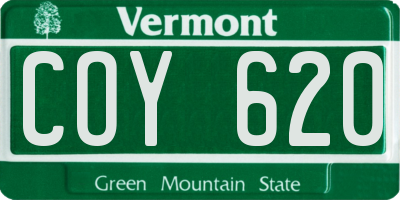 VT license plate COY620