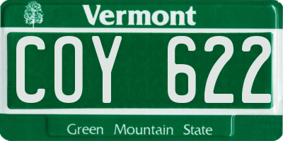 VT license plate COY622
