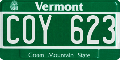 VT license plate COY623