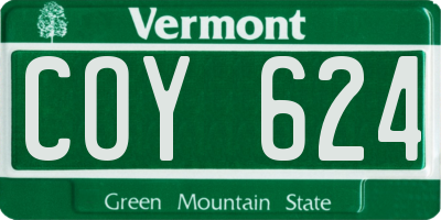VT license plate COY624