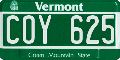 VT license plate COY625