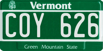 VT license plate COY626