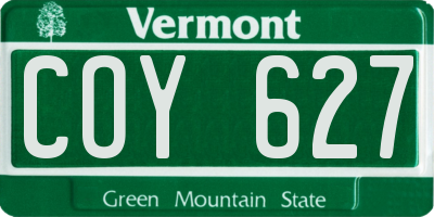 VT license plate COY627