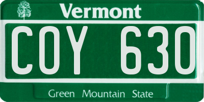 VT license plate COY630