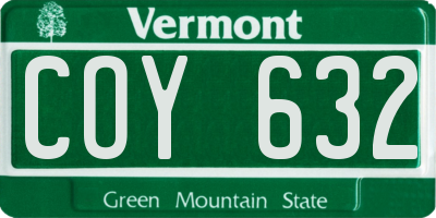 VT license plate COY632