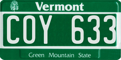 VT license plate COY633