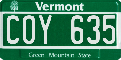 VT license plate COY635