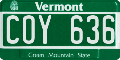 VT license plate COY636