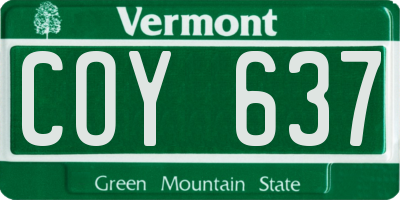 VT license plate COY637