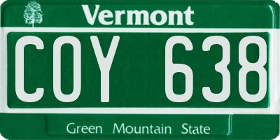VT license plate COY638