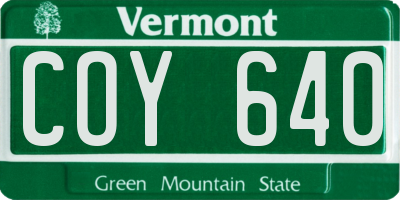 VT license plate COY640