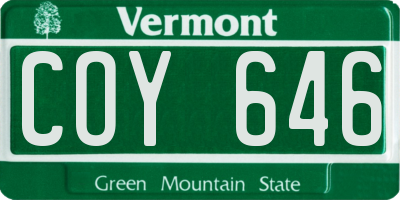 VT license plate COY646