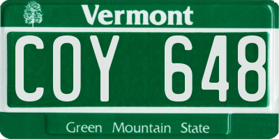 VT license plate COY648