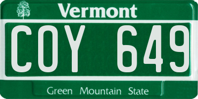 VT license plate COY649