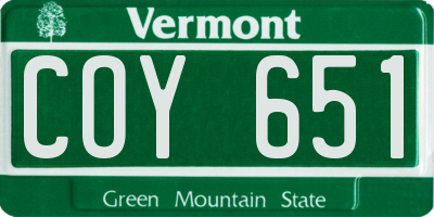 VT license plate COY651