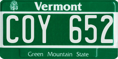 VT license plate COY652