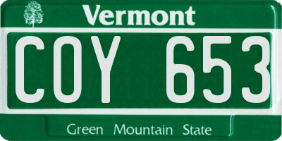 VT license plate COY653