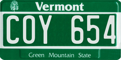 VT license plate COY654