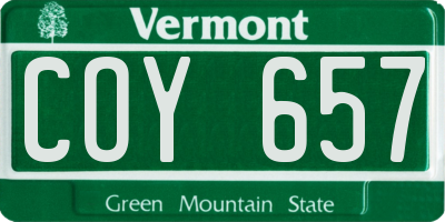 VT license plate COY657