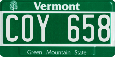 VT license plate COY658