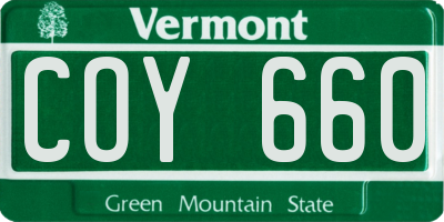 VT license plate COY660
