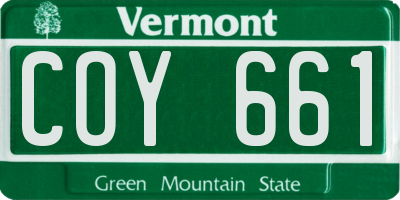 VT license plate COY661